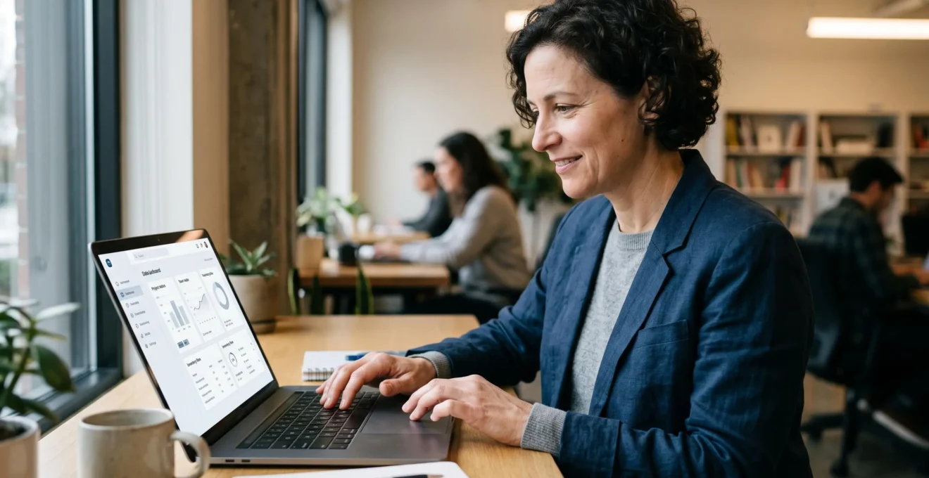 Utilisateur travaillant efficacement avec une interface logicielle sur mesure épurée et adaptée à ses besoins spécifiques